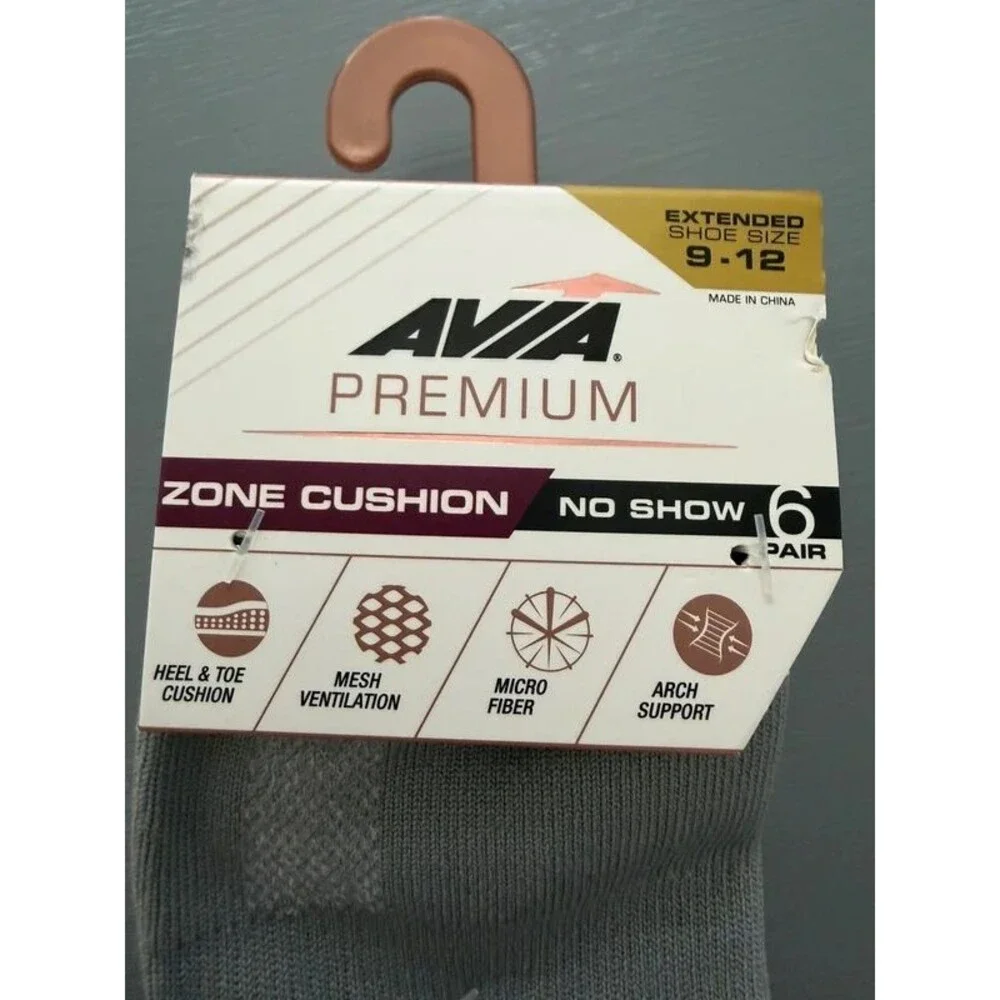Avia premium zone cushion no show socks 6 pairs women’s shoe size 9-12